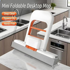 Foldable Mini Mop With Box | Portable Desktop Wet & Dry Cleaning Mop | Self‑Squeezing Mop for Kitchen, Bathroom, Car & Glass
